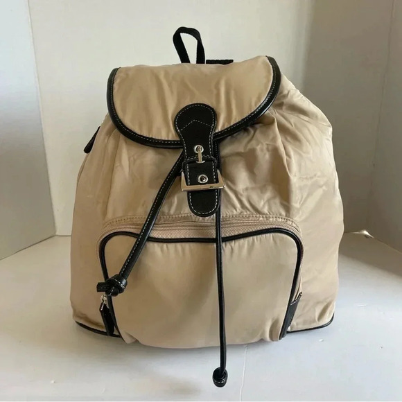 Charter Club Tan Ballistic Nylon with Leather Trim Backpack - Picture 2 of 15